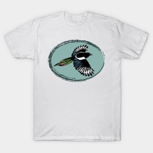 Artwork of an Eurasian Magpie in Flight II T-Shirt